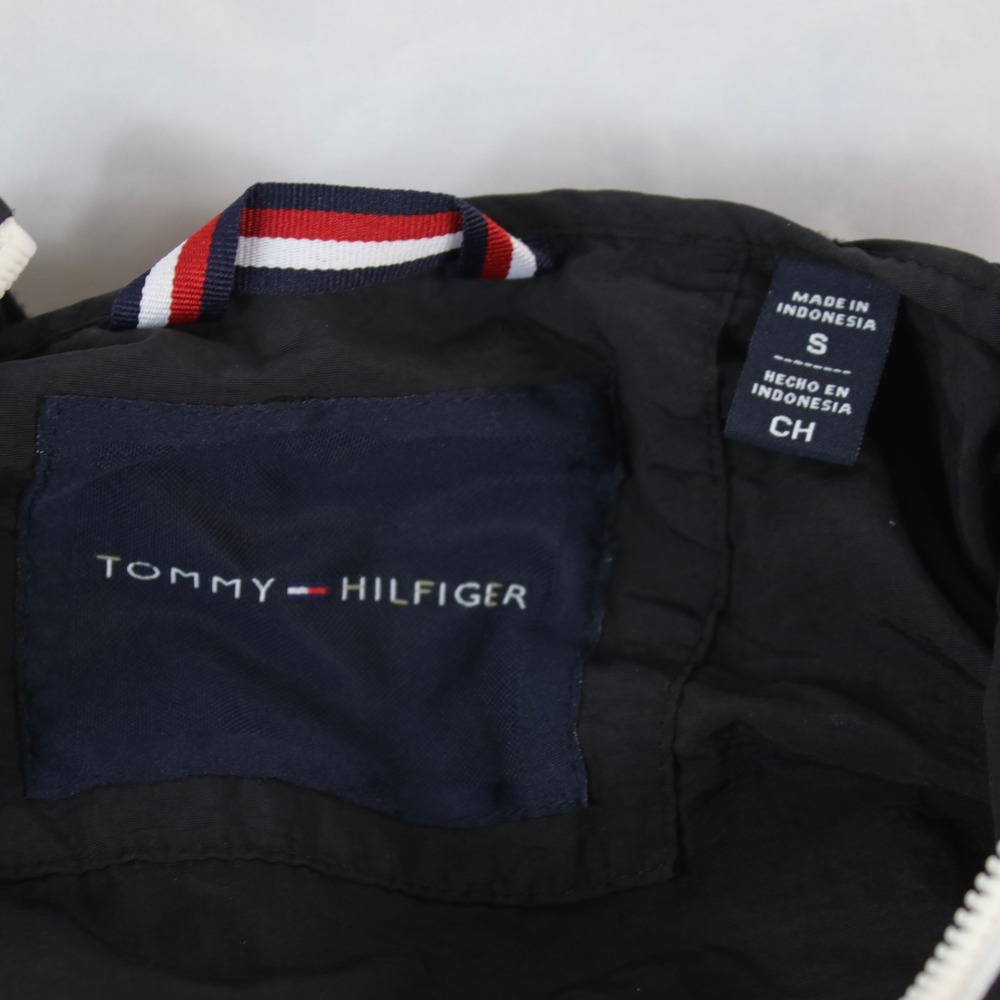 Tommy Hilfiger Black Windbreaker Quarter Zip Hooded Rain Jacket Men's Size S - Picture 6 of 7